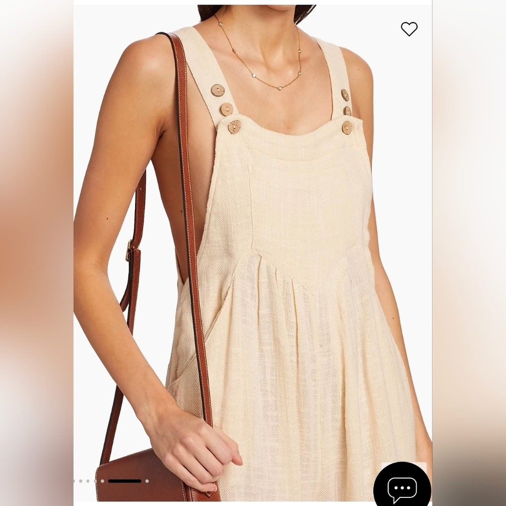Free People Sundrenched Wide Leg Jumpsuit Neutral Cotton Overalls Small Boho - Picture 3 of 9